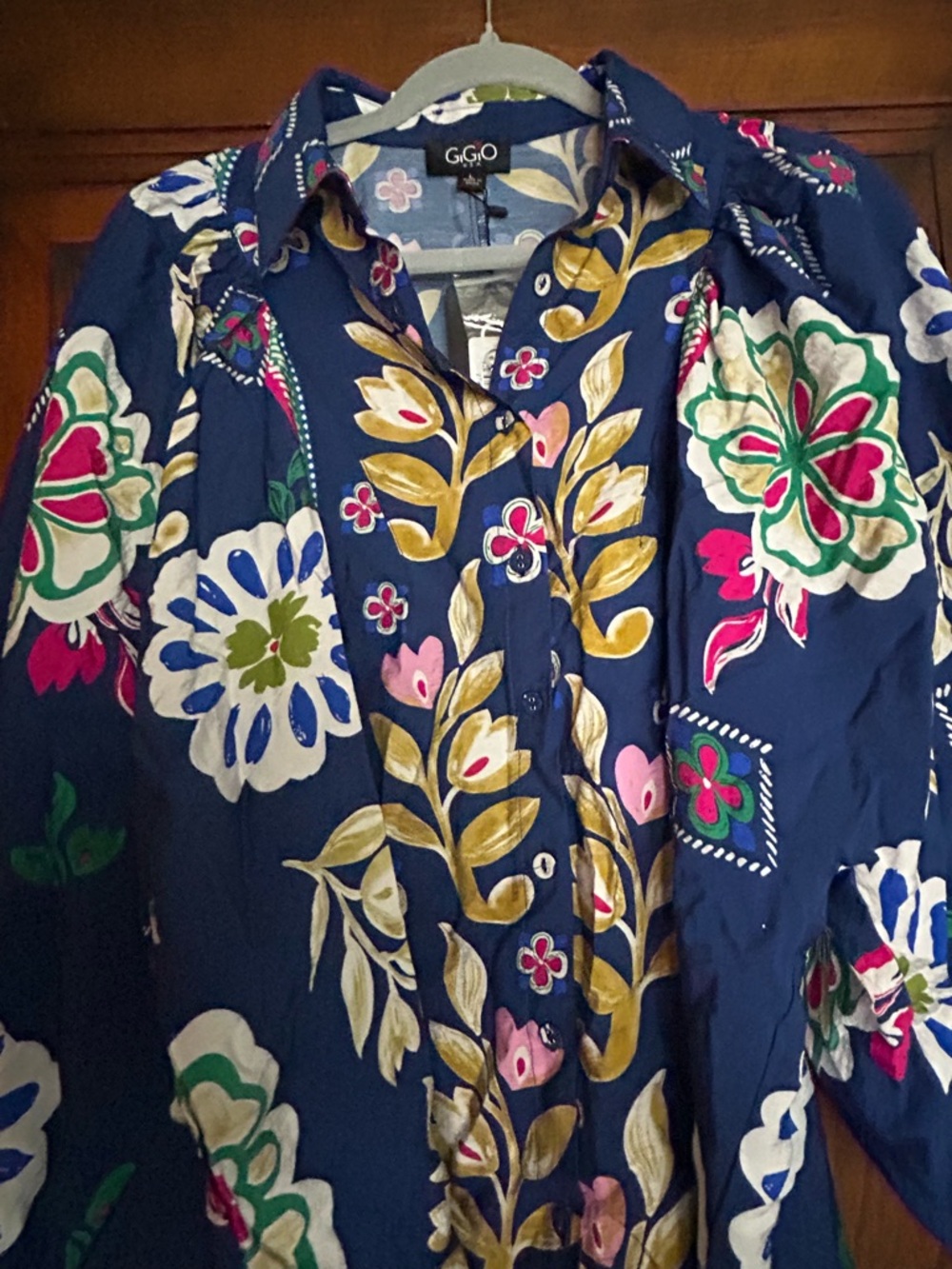 G.G.O Navy Floral Button-Up Blouse